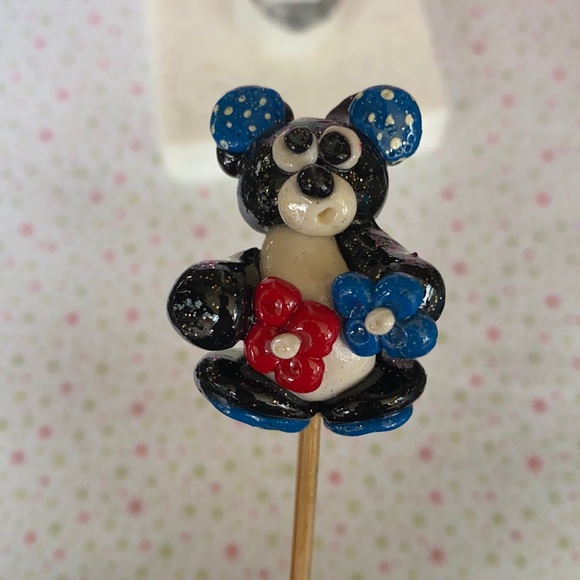 Handcrafted; Clay; Skunk; Plant Stick